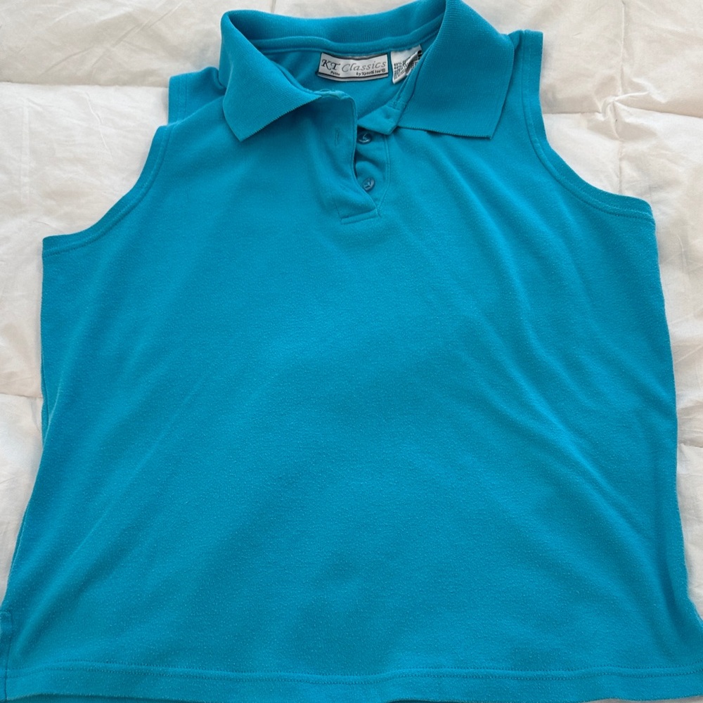 K T Classic Turquoise Sleeveless Polo Top MP